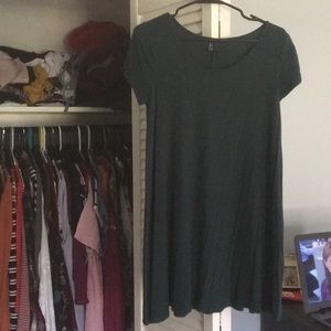 forest green colored flowy dress